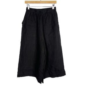 Rachel Comey Womens Size 4 Black Linen Cropped Wide Leg Pants Pockets Drawstring